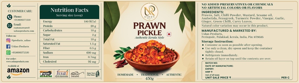 Prawns Pickle pack label